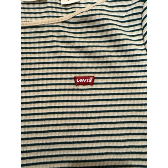 Y2K Levi’s Striped Ribbed Baby Doll Fitted‎ Tee Size medium - Picture 2 of 5